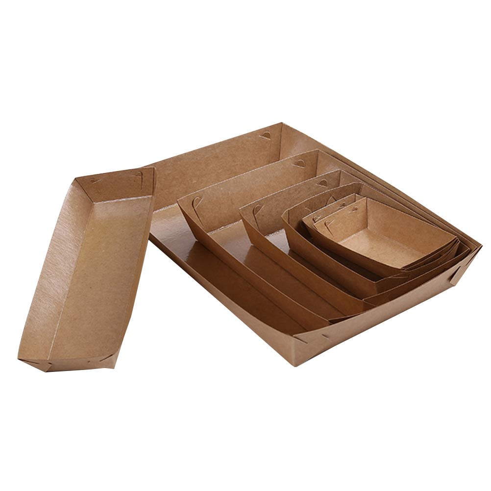 Disposable Kraft Paper Food Tr - Food Packed Snacks ulasan dan harga