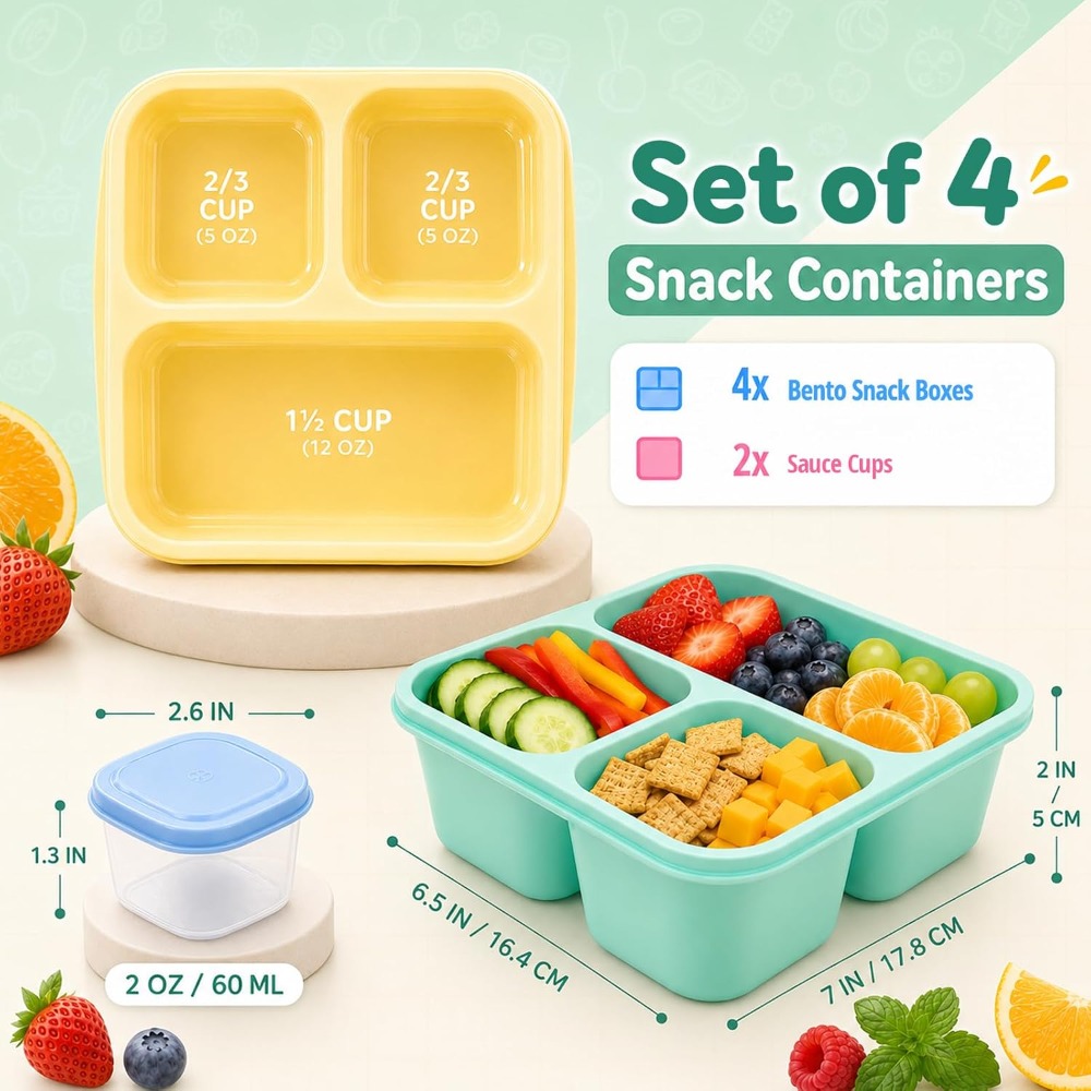3 Compartment Bento Box Snack  - Healthy Snacks Food ulasan dan harga