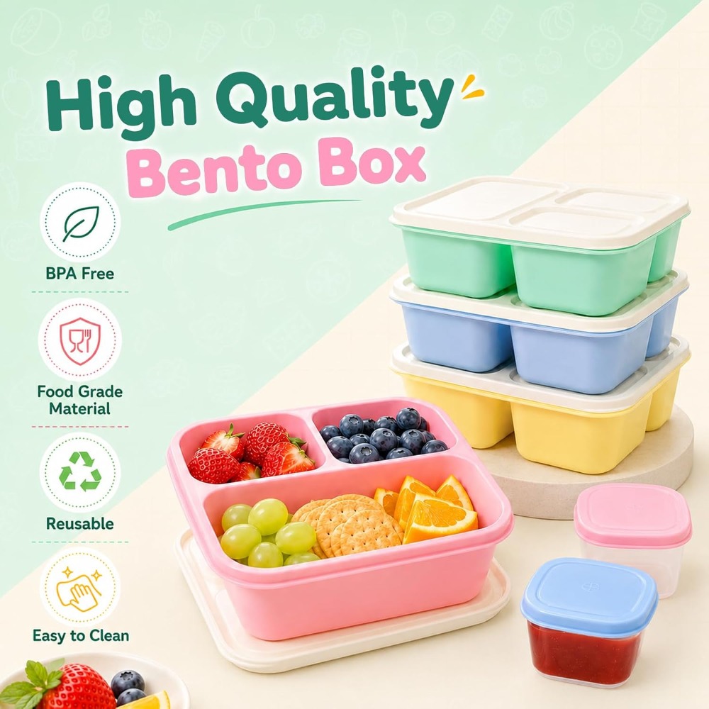 3 Compartment Bento Box Snack  - Healthy Snacks Food ulasan dan harga